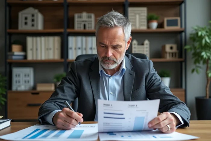 Analyste immobilier étudiant des graphiques ICC INSEE