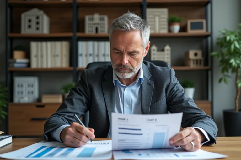 Analyste immobilier étudiant des graphiques ICC INSEE