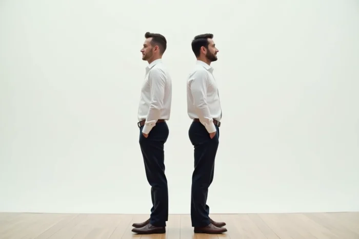 Comparaison de taille entre deux hommes dont l'un très grand, illustration de la stature impressionnante d'Adam Driver