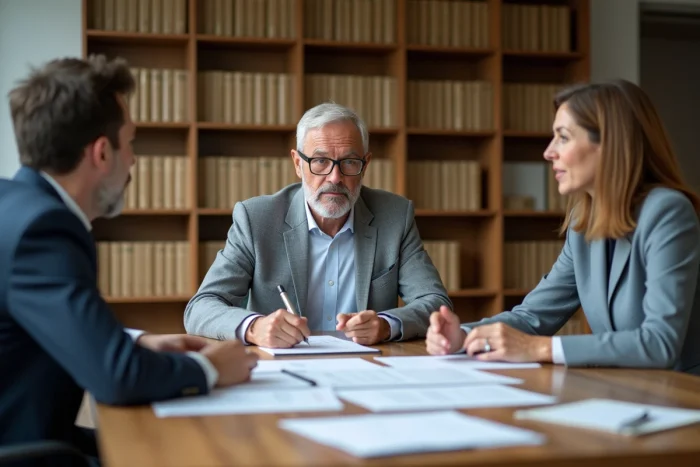 Conseiller fiscal expliquant les avantages fiscaux d'un bien mixte à des propriétaires