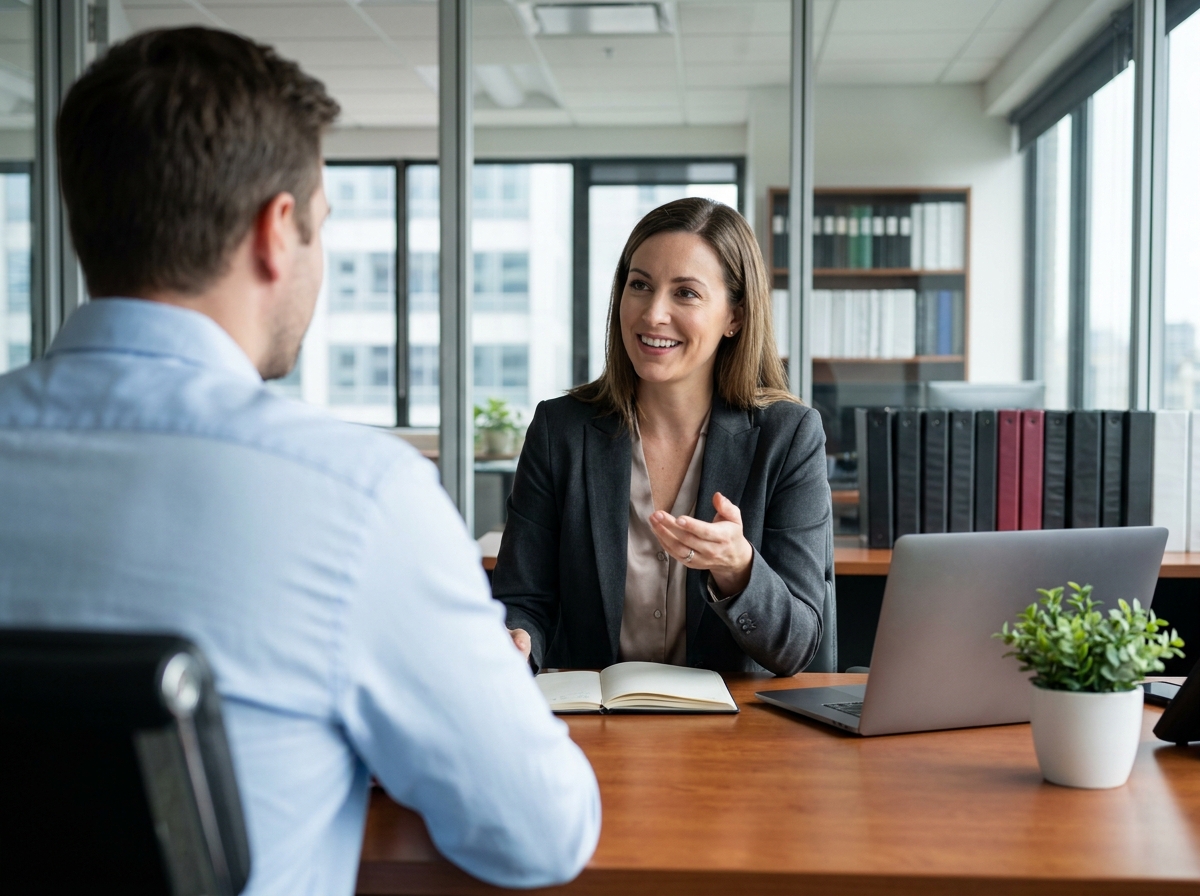 Conseillère financière discutant avec un client dans un bureau