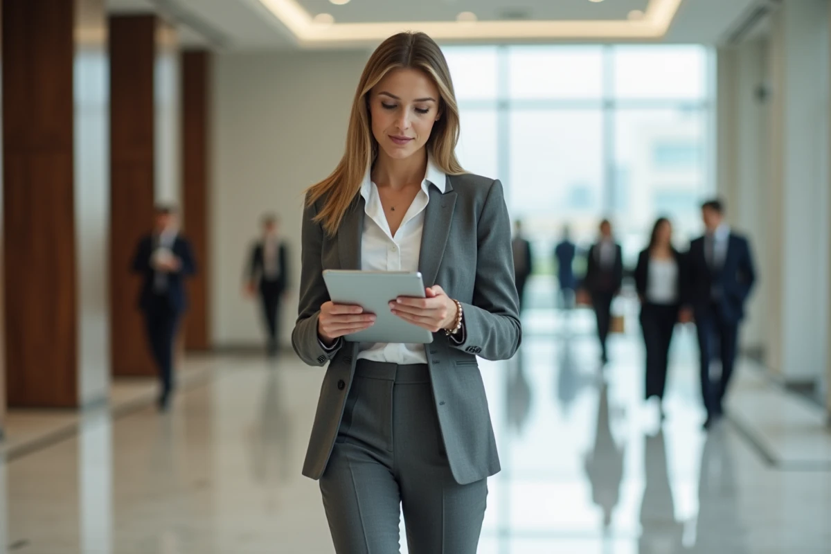 Femme directrice dans le hall moderne d