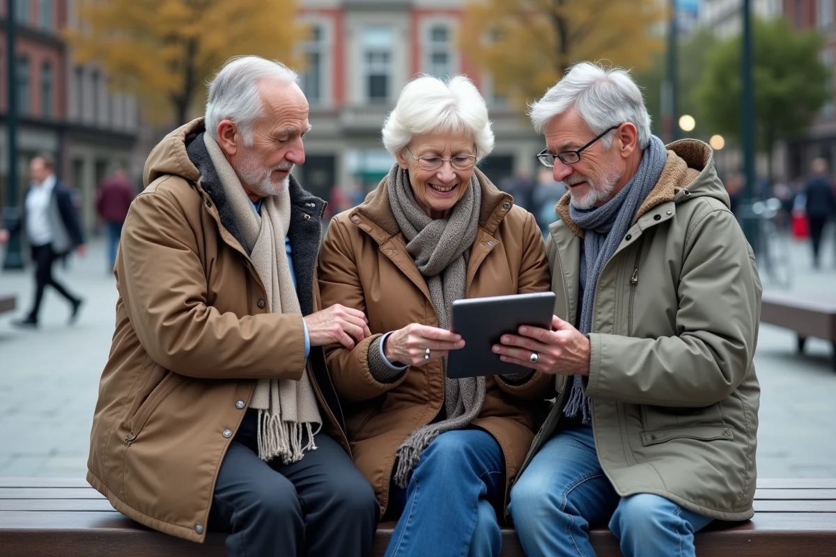 Trois seniors discutant autour d