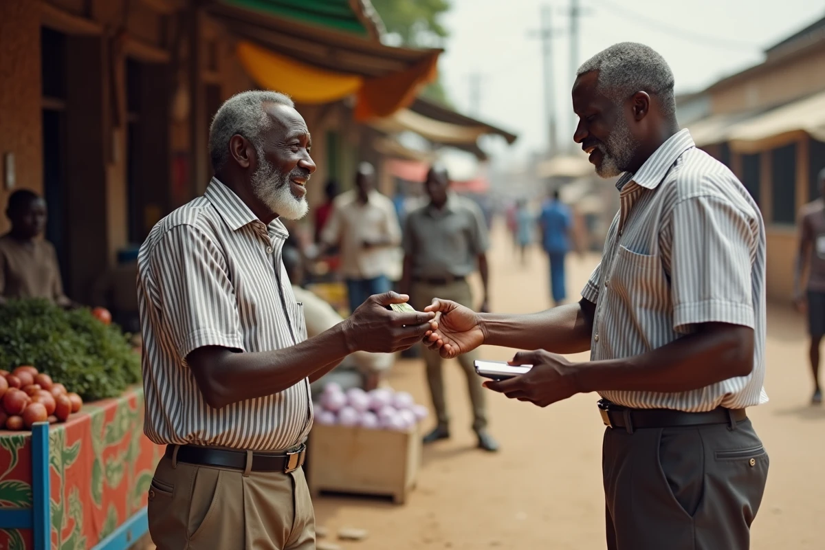 Homme africain échangeant de l